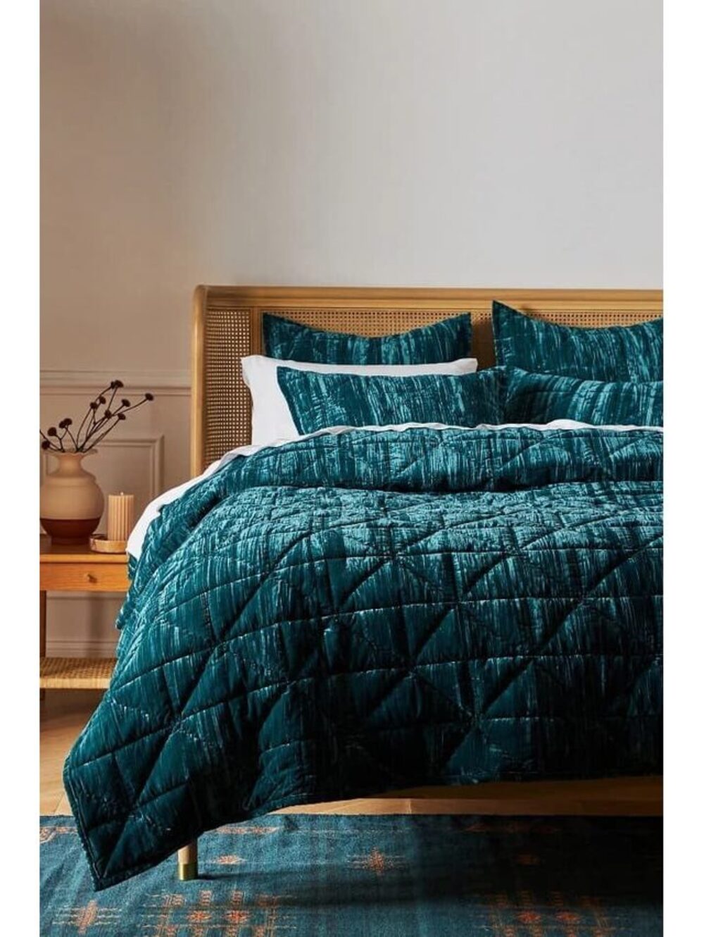 New Anthropologie Plush Crushed Velvet Full Quilt